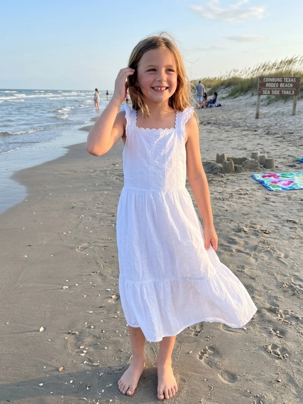 Art Class White Kids Casual Dress Girls 7-8